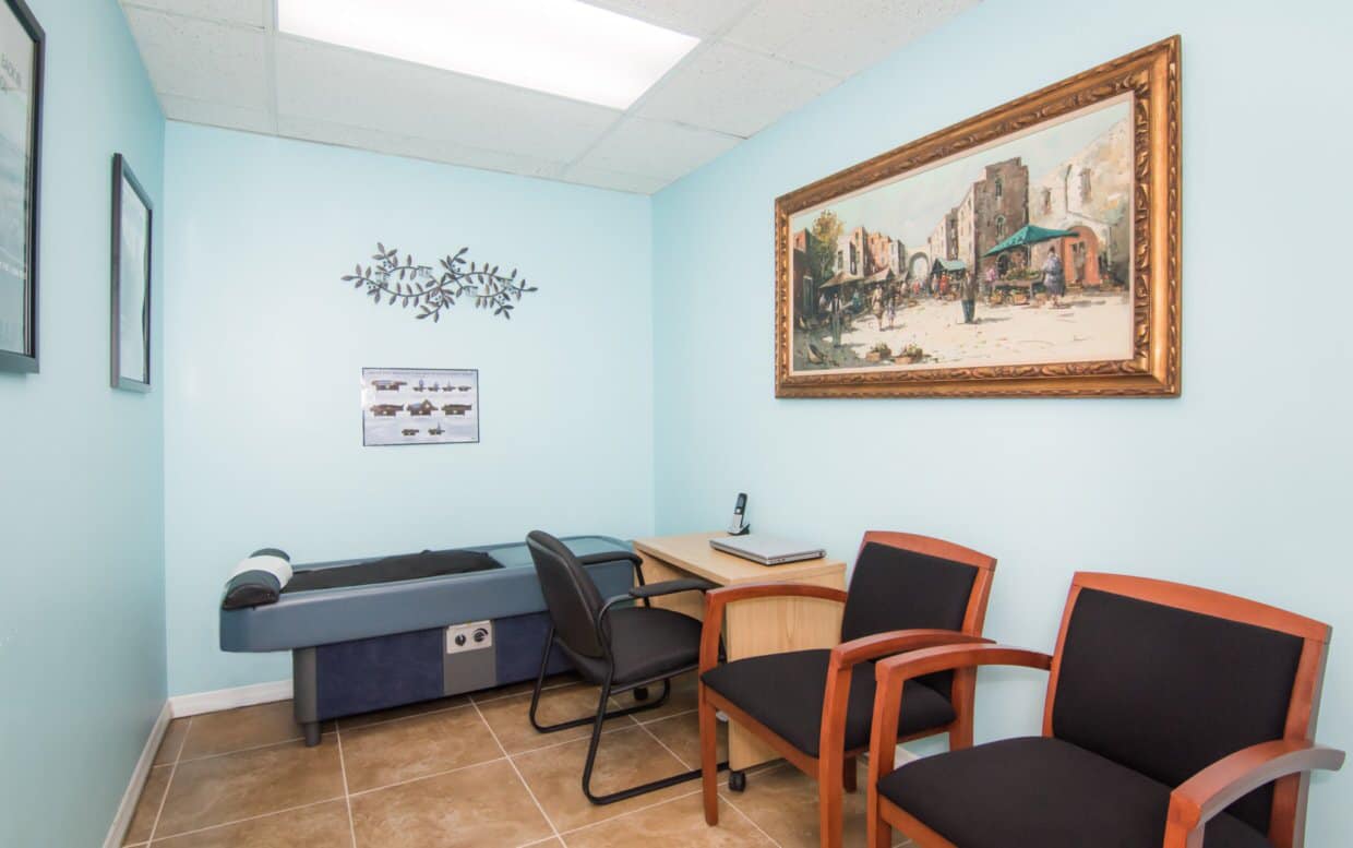 Massage Room of Chiropractor In West Palm Beach office